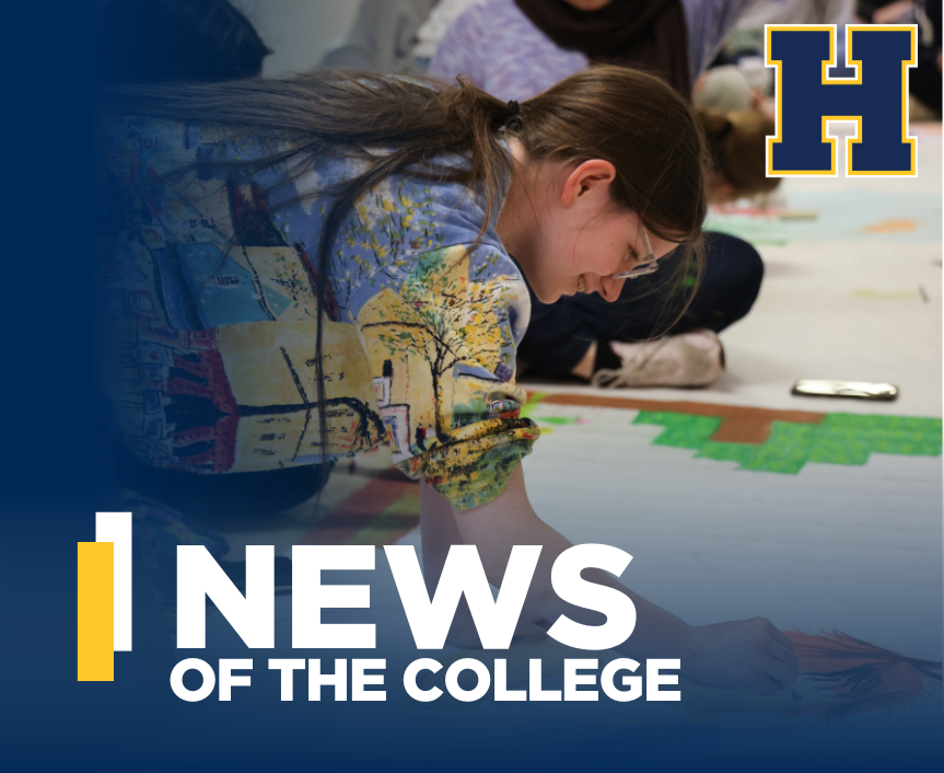 News of the College, student painting on a canvas