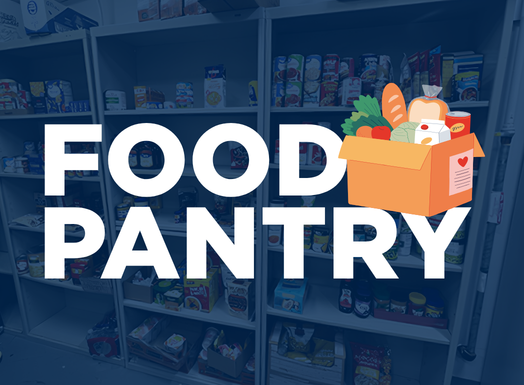 Food Pantry with clipart icon of box of produce items 